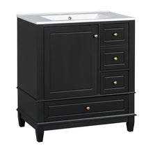 Load image into Gallery viewer, 30&quot; Bathroom Vanity With Sink, 1 Door With Shelf And 3 Drawers, Soft Close Door - Black
