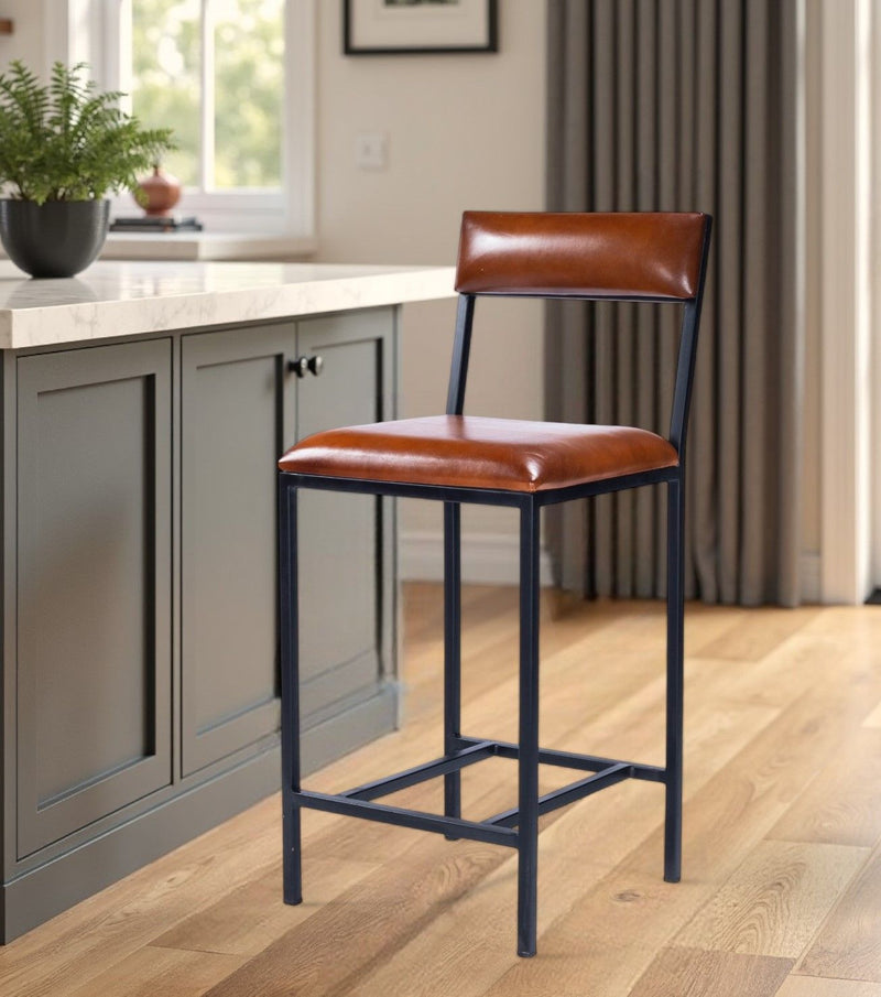 38.25" Iron Bar Chair - Brown / Black
