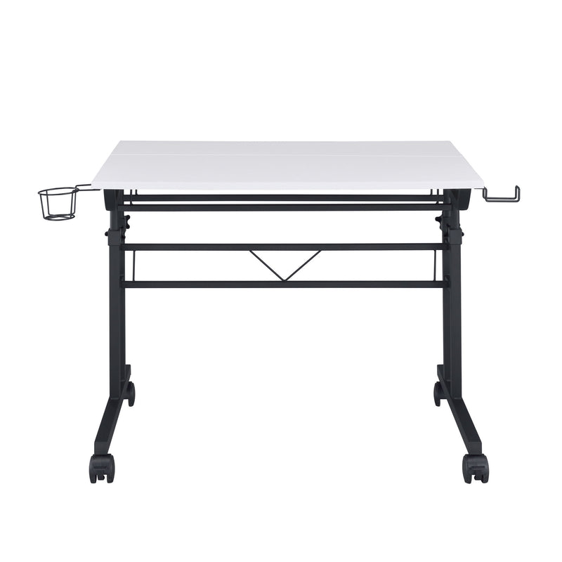 Adjustable Stainless Rolling Standing Desk - White / Black