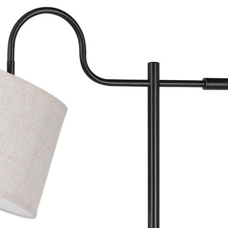 Adjustable Traditional Shaped Floor Lamp With Gray Square Shade - Bronze