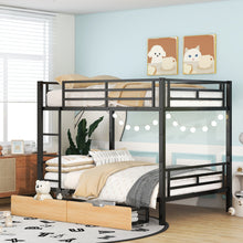 Load image into Gallery viewer, Full Size Convertible Bunk Bed With 2 Drawers Durable - Black
