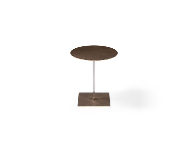 Steel Height Adjustable Round Pedestal End Table - Bronze / Silver