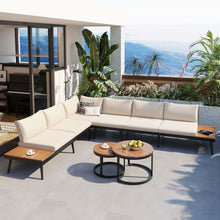 Load image into Gallery viewer, Modern Outdoor Sectional Sofa Set With Nesting Coffee Tables
