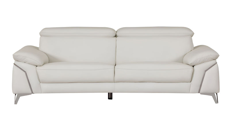 Silver Legs Italian Leather Sofa - White