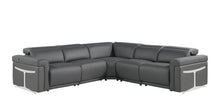 Load image into Gallery viewer, Italian Leather Modular L Shaped Five Piece Corner Sectional - Gray
