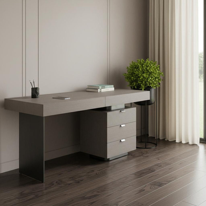 Stainless Computer Desk With Five Drawers - Gray