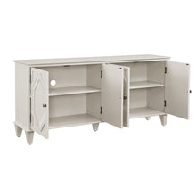 Load image into Gallery viewer, Wood Carved Geometric Accent Cabinet With Four Doors - White
