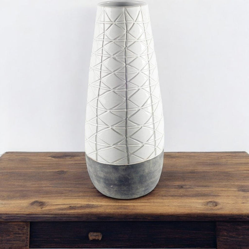 Abstract Cylinder Table Vase (397547) - Gray / White