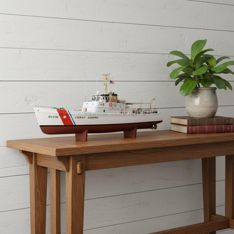 Hand Painted Model Boat (624460) - White / Dark Brown
