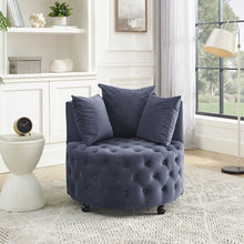 Load image into Gallery viewer, Modern Upholstered Swivel Chair With Button Tufted Design And Movable Wheels
