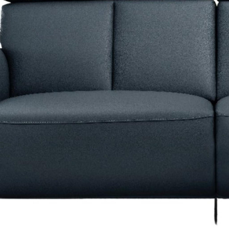 Leather Reclining USB Sofa - Blue