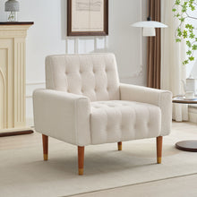 Load image into Gallery viewer, Classic Biscuit Style Accent Chair Comfortable Armrests, Soft Fabric, Elegant Solid Wood Legs With Gold Finish - Beige

