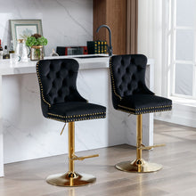 Load image into Gallery viewer, Thick Swivel Barstools Adjusatble Seat Height From 25-33", Modern Upholstered Bar Stools With Backs Comfortable Tufted For Home Pub And Kitchen Island (Set of 2)
