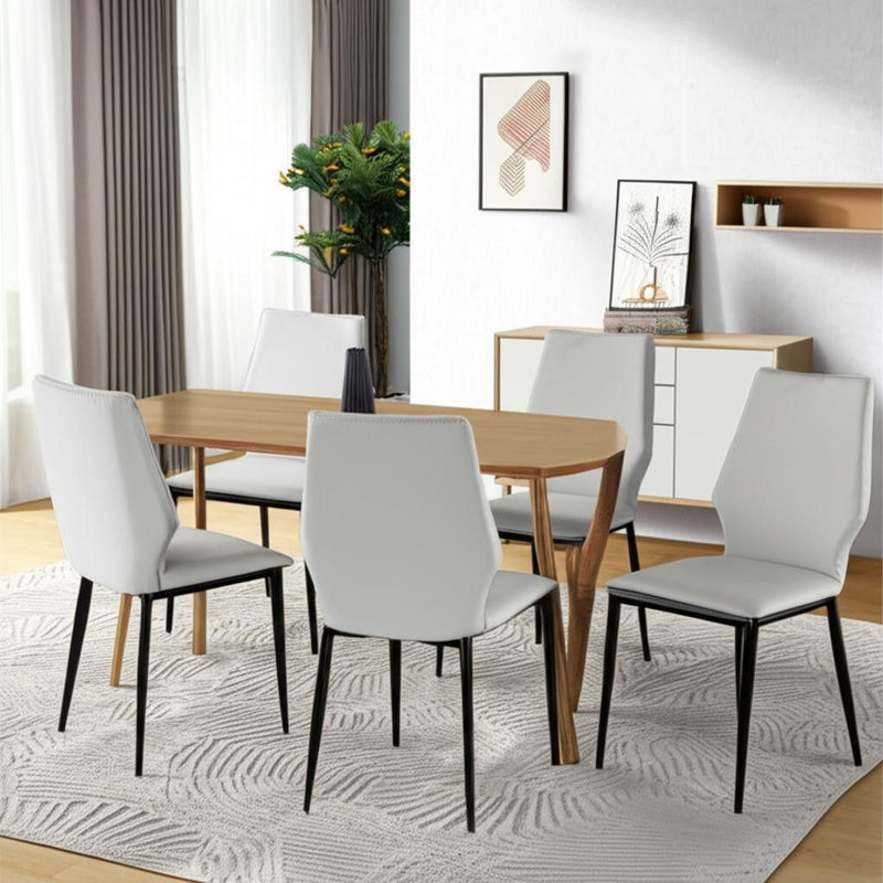 Upholstered Faux Leather Dining Side Chairs (Set of 4) - White / Black