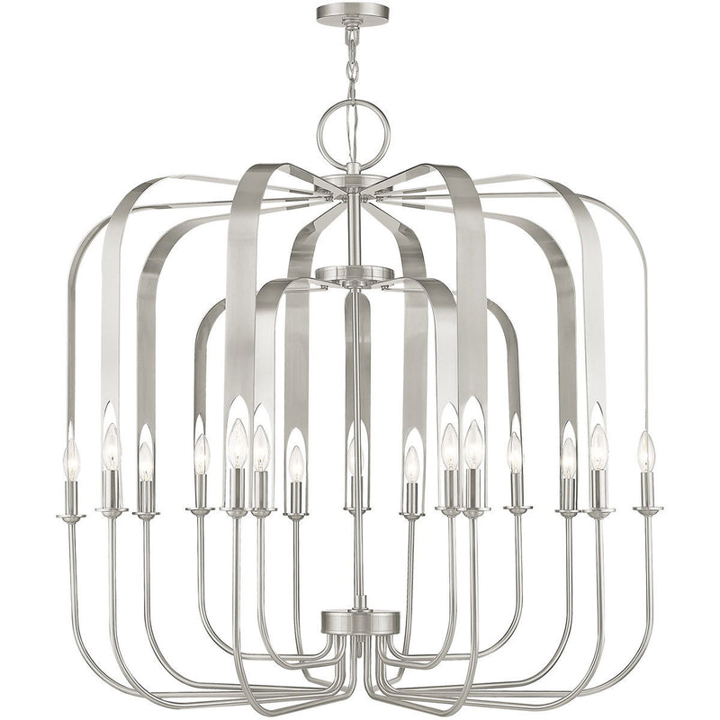 42" Multi Light Dimmable Chandelier With Shades - Nickel