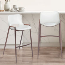 Load image into Gallery viewer, 29" Steel Low Back Bar Height Bar Chairs (Set of 2) - White And Brown
