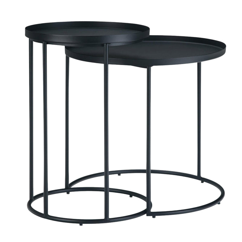 Metal Round End Table (Set of 2) - Black