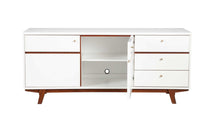Load image into Gallery viewer, Mahogany Solids And Veneer Cabinet Enclosed Storage TV Stand - White
