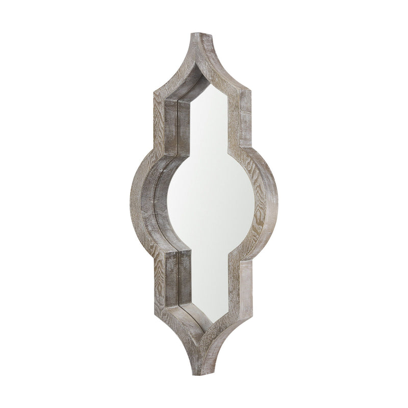 Solid Wood Abstract Framed Accent Mirror - Brown