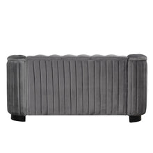 Load image into Gallery viewer, 64&quot; Velvet Upholstered Loveseat Sofa,Modern Loveseat Sofa with Thick Removable Seat Cushion,2-Person Loveseat Sofa Couch for Living Room,Bedroom,or Small Space,Gray
