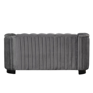 64" Velvet Upholstered Loveseat Sofa,Modern Loveseat Sofa with Thick Removable Seat Cushion,2-Person Loveseat Sofa Couch for Living Room,Bedroom,or Small Space,Gray