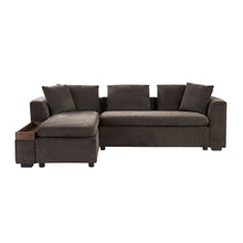 Load image into Gallery viewer, Modern L Shaped Sectional Sofa With Upholstery And Wooden Storage
