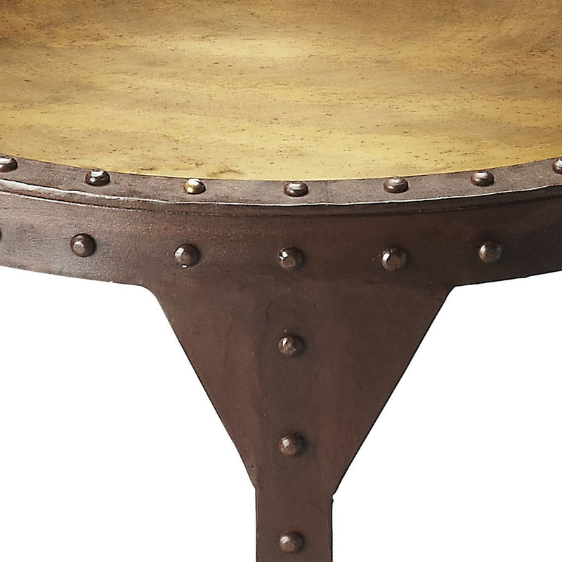 24" Copper And Metal Round Pedestal End Table - Bronze