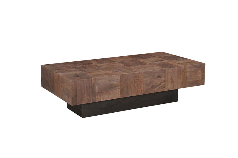 Solid Wood Block Coffee Table (Set of 2) - Natural / Brown