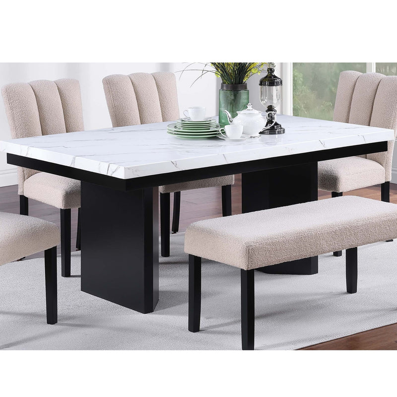 2 Tone Dining Table Set With Upholstered Side Chairs