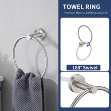 Load image into Gallery viewer, Bathroom Set 4 Pack With Towel Bar Racks, Toilet Paper Holder, Ring, Hook, Stainless Steel - Brushed Nickel
