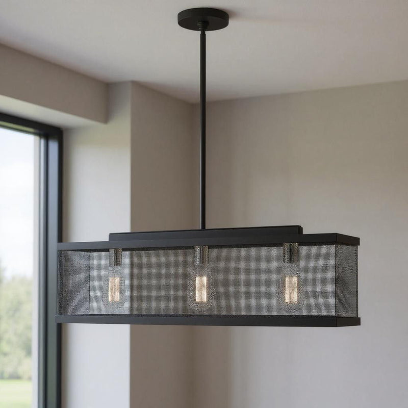 18'' Three Light Dimmable Chandelier With Shades - Black
