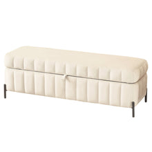 Load image into Gallery viewer, Wide Upholstered Storage Soft Bench Ottoman With Metal Legs
