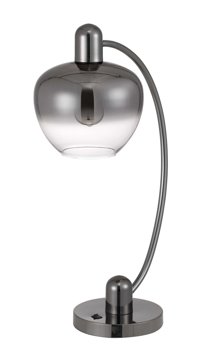 Metal Table Lamp With Silver Metallic Globe Shade - Gunmetal