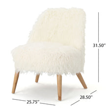 Load image into Gallery viewer, Modern Glam Club Chair With Shaggy Textures - White
