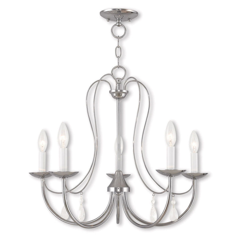 Five Light Dimmable Chandelier With Shades - Silver
