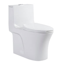 Load image into Gallery viewer, Elegant One Piece Toilet With Tornado Dual Flush, Siphonic S Trap 12", Soft Close Seat, Dual Flush, Ada Height, Glossy - Gloss White
