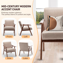 Load image into Gallery viewer, Mid Century Modern Accent Chair With Solid Wood Frame And Extra Thick Backrest
