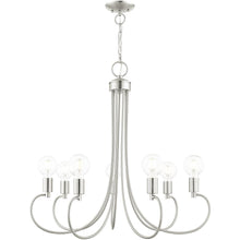 Load image into Gallery viewer, 28" Seven Light Dimmable Chandelier With Shades - Nickel
