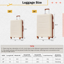 Load image into Gallery viewer, 2 Piece Luggage Set With Bags Expanable Spinner Wheels ABS Lightweight Suitcase With Tsa Lock 20" / 28"

