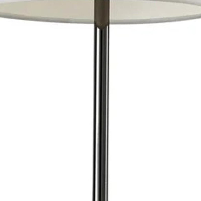 Black Metal Tall White Shade Table Lamp - Nickel Finish