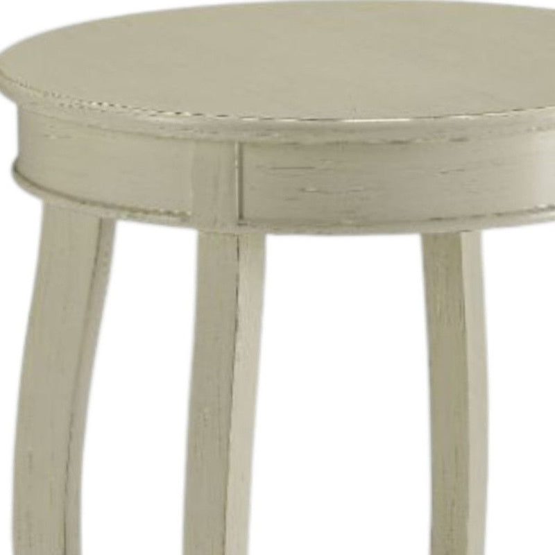 Solid Wood Round End Table With Shelf - White