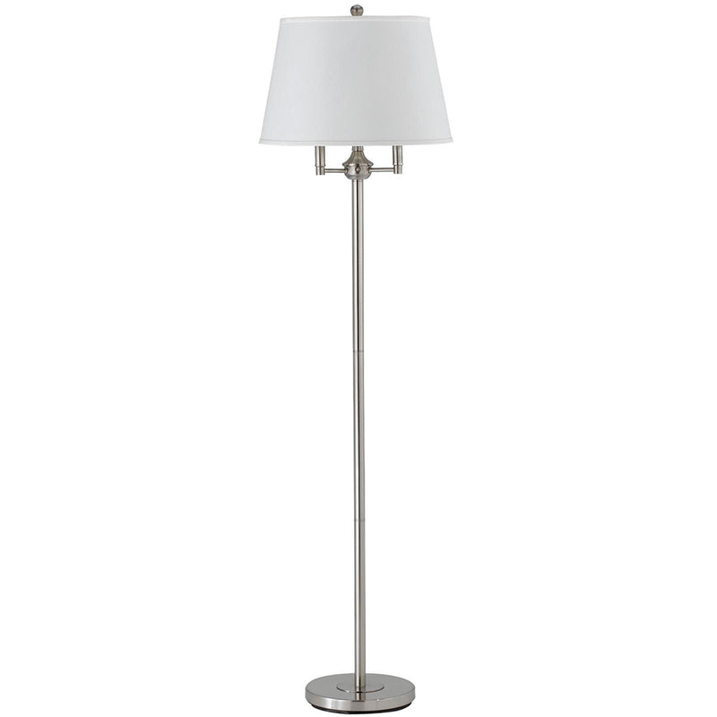 Four Light Traditional Shaped Floor Lamp With White Square Shade - Nickel