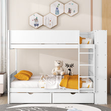 Load image into Gallery viewer, Full over Full Bunk Bed With 2 Drawers and Multi-layer Cabinet, White
