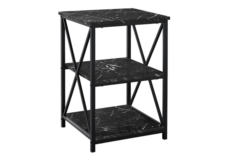26" Square End Table With Two Shelves - Black