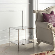 Load image into Gallery viewer, Glass Iron Square Mirrored End Table - Silver
