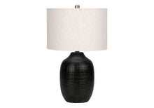 Load image into Gallery viewer, Ceramic Urn Table Lamp With Ivory Drum Shade - Black
