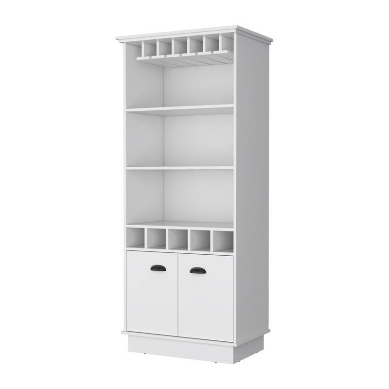 29" Wood Bar Cabinet With Two Doors - White