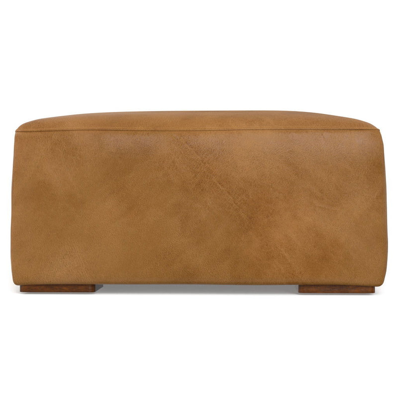 Sienna Leather Ottoman - Brown