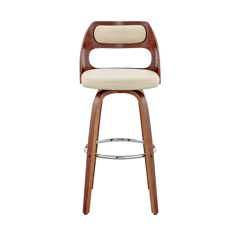26" Faux Leather Swivel Counter Height Bar Chair - Cream And Brown