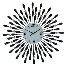 Load image into Gallery viewer, Silent Analog Starburst Wall Clock - Black / White / Silver

